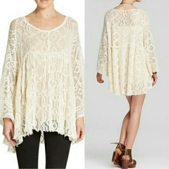 Free People Anthropologie Ripper and Torn Babydoll Tunic Cream Dress, Size XS/S - Picture 3 of 11